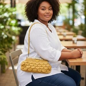 Patricia  Nash Chic Cornflower Woven Raffia vintage inspired  Satchel